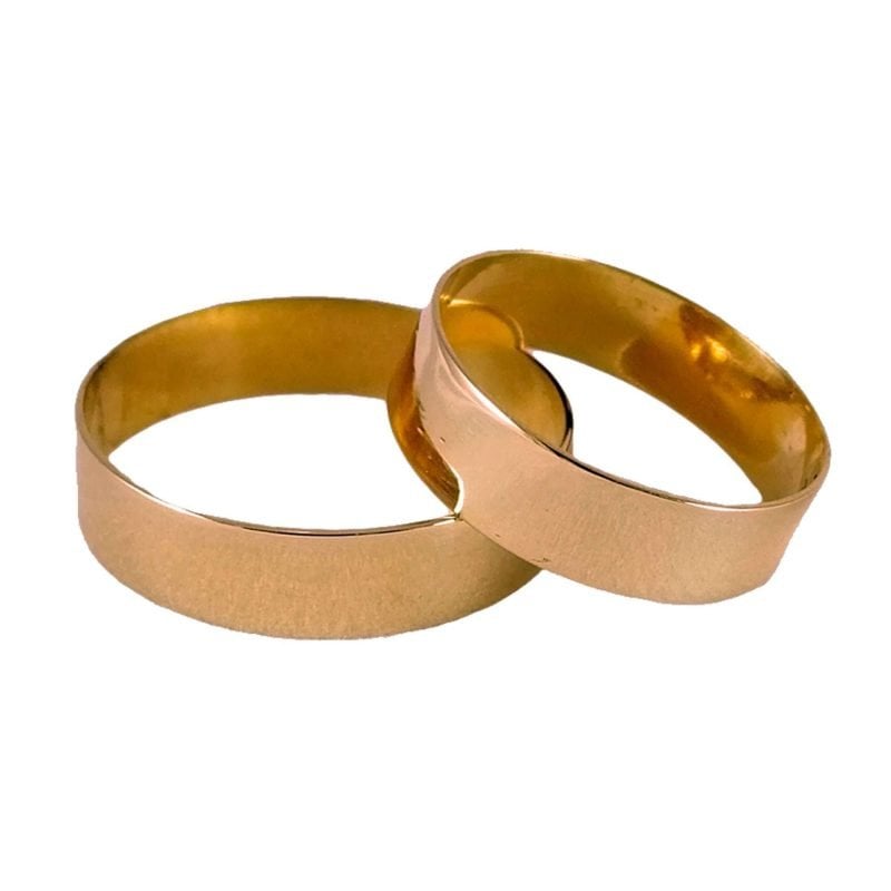 Par de alianzas de oro amarillo nacional modelo cinta 5mm