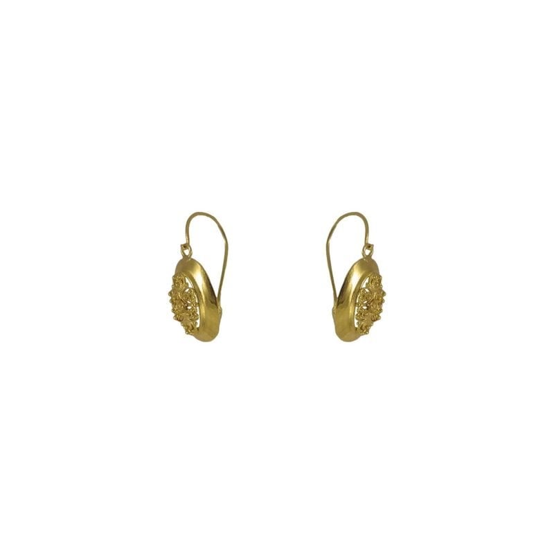 Aros argolla modelo criolla de oro amarillo con detalles en filigrana