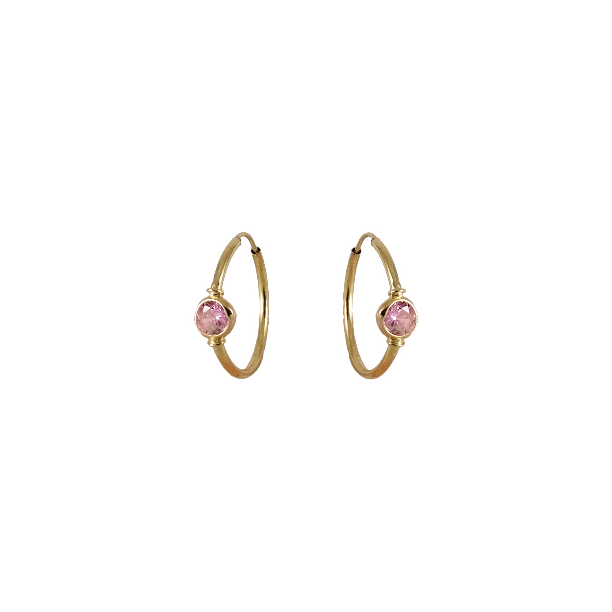 Aros de oro amarillo nacional modelo argolla intermedia con circón - #15