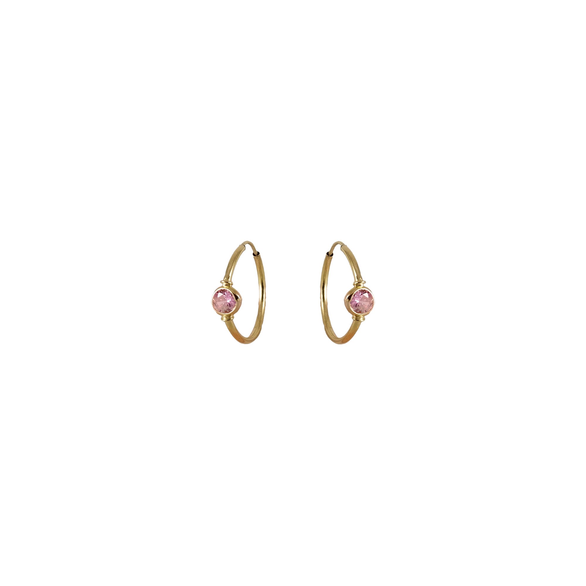 Aros de oro amarillo nacional modelo argolla pequeña con circón - #12
