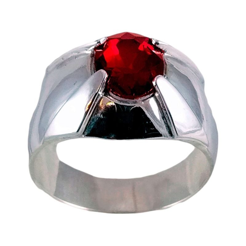 Carretón de plata nacional con piedra roja