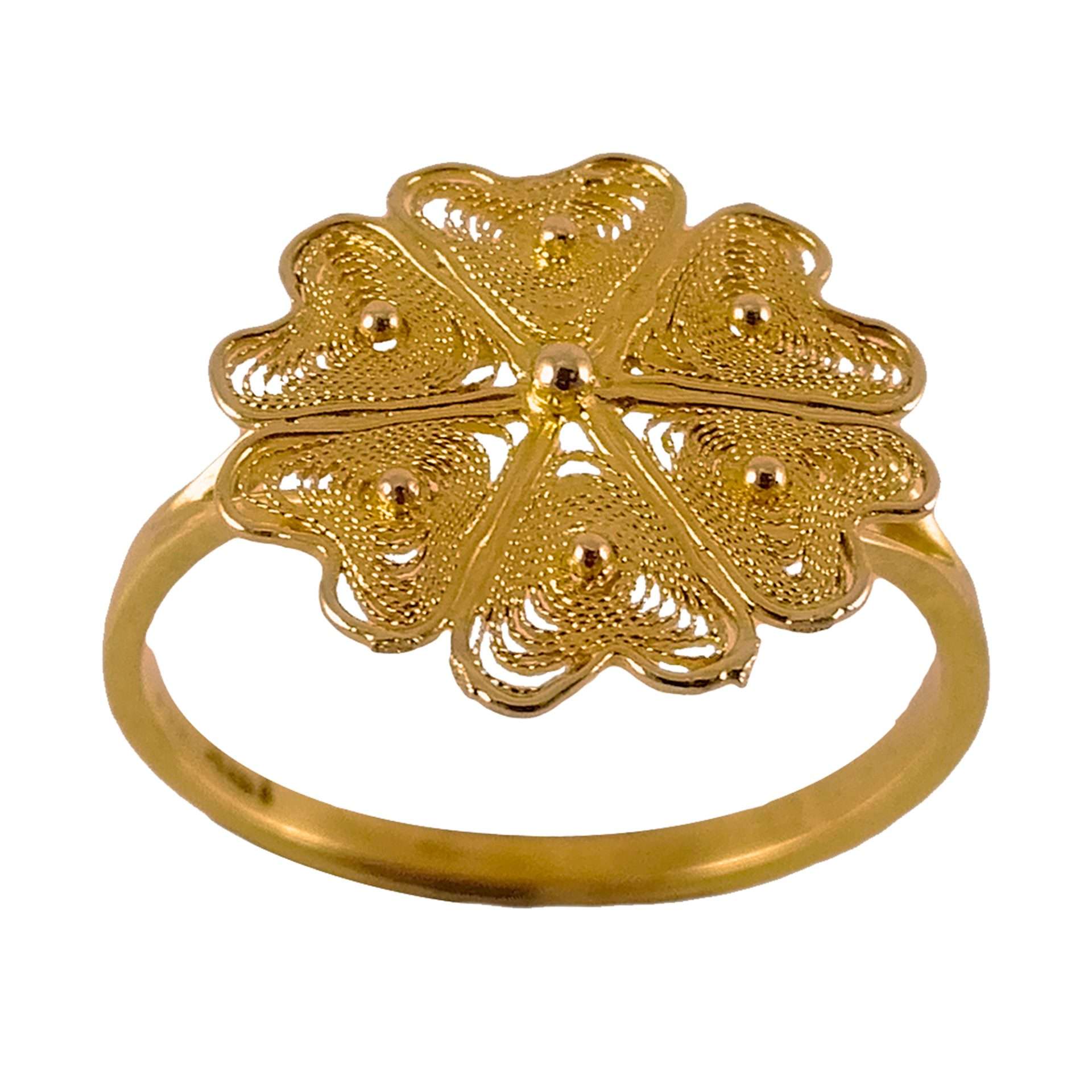 Anillo de oro amarillo filigrana modelo flor