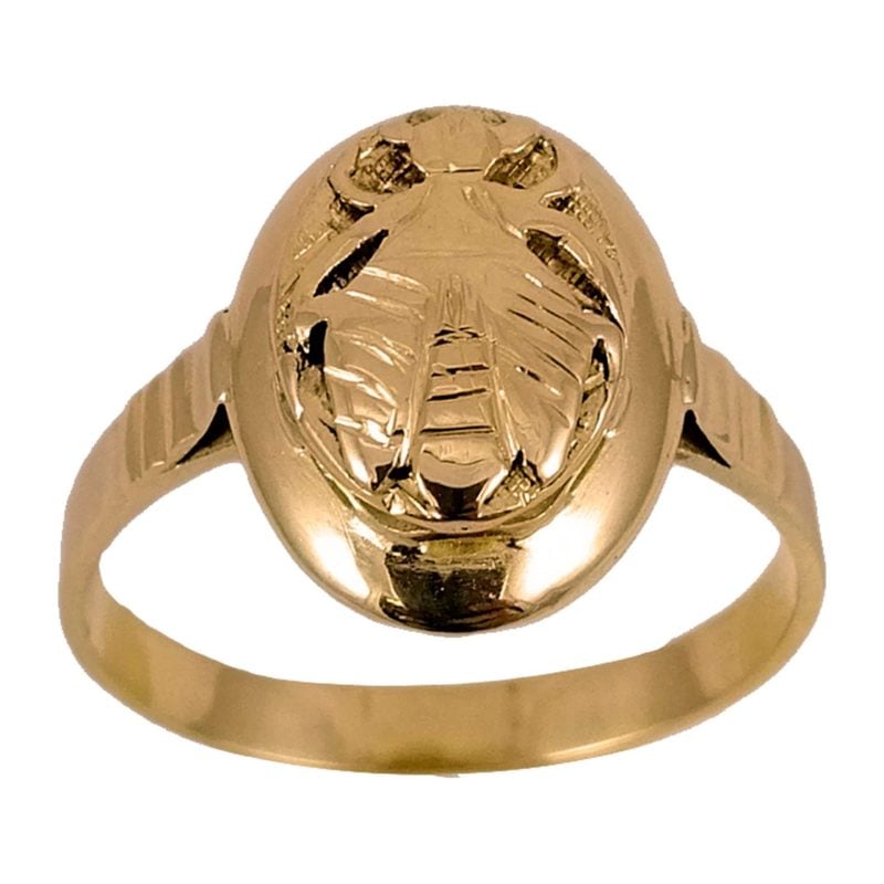 Anillo de oro amarillo nacional con diseño de abeja