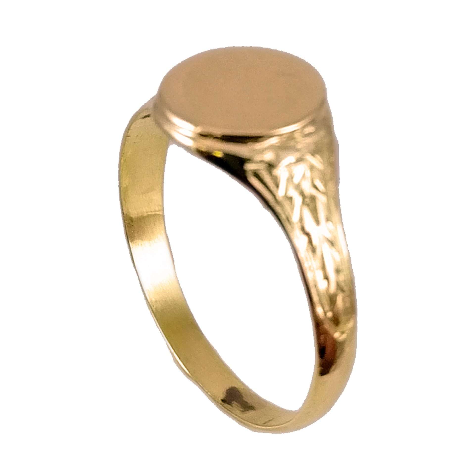 Anillo de oro amarillo sellito pequeño con detalles al costado