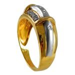 Anillo de oro amarillo y blanco italiano con brillantes (18 puntos)