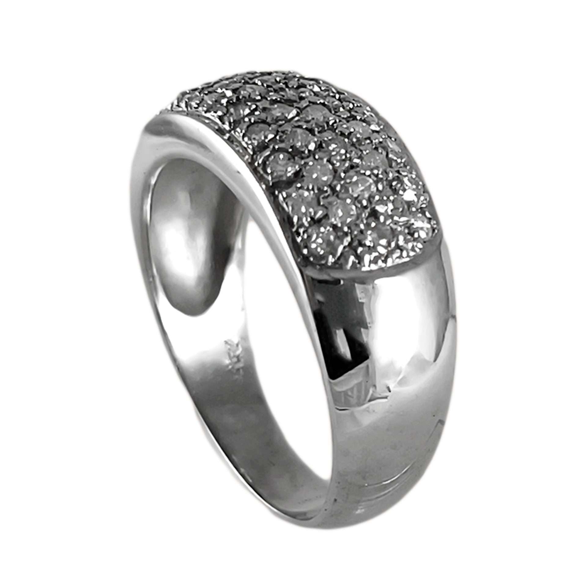 Anillo de oro blanco italiano con brillantes engarzados (50 puntos)