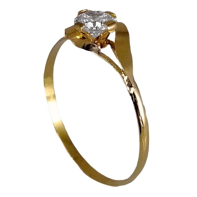 Solitario de oro amarillo nacional fino con circón blanco