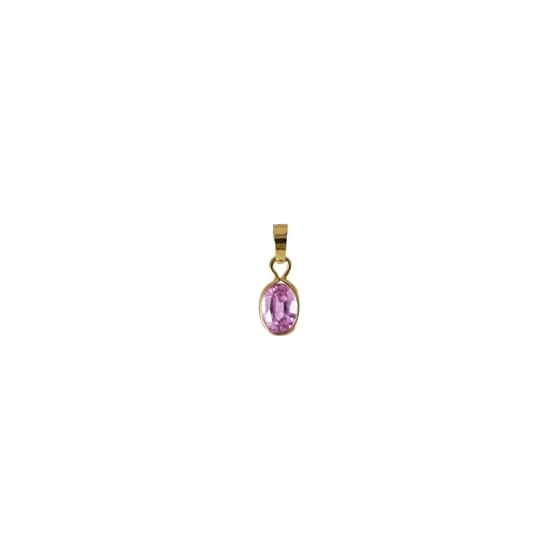 Dije de oro amarillo italiano con gota de circón rosa
