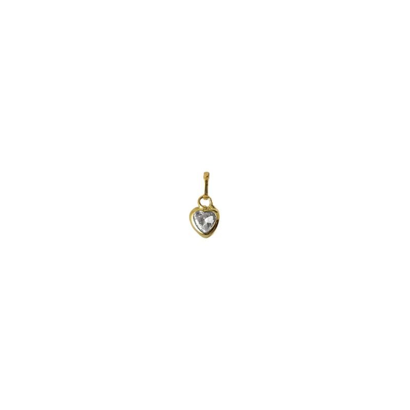 Dije de oro amarillo italiano modelo corazón con circón pequeño