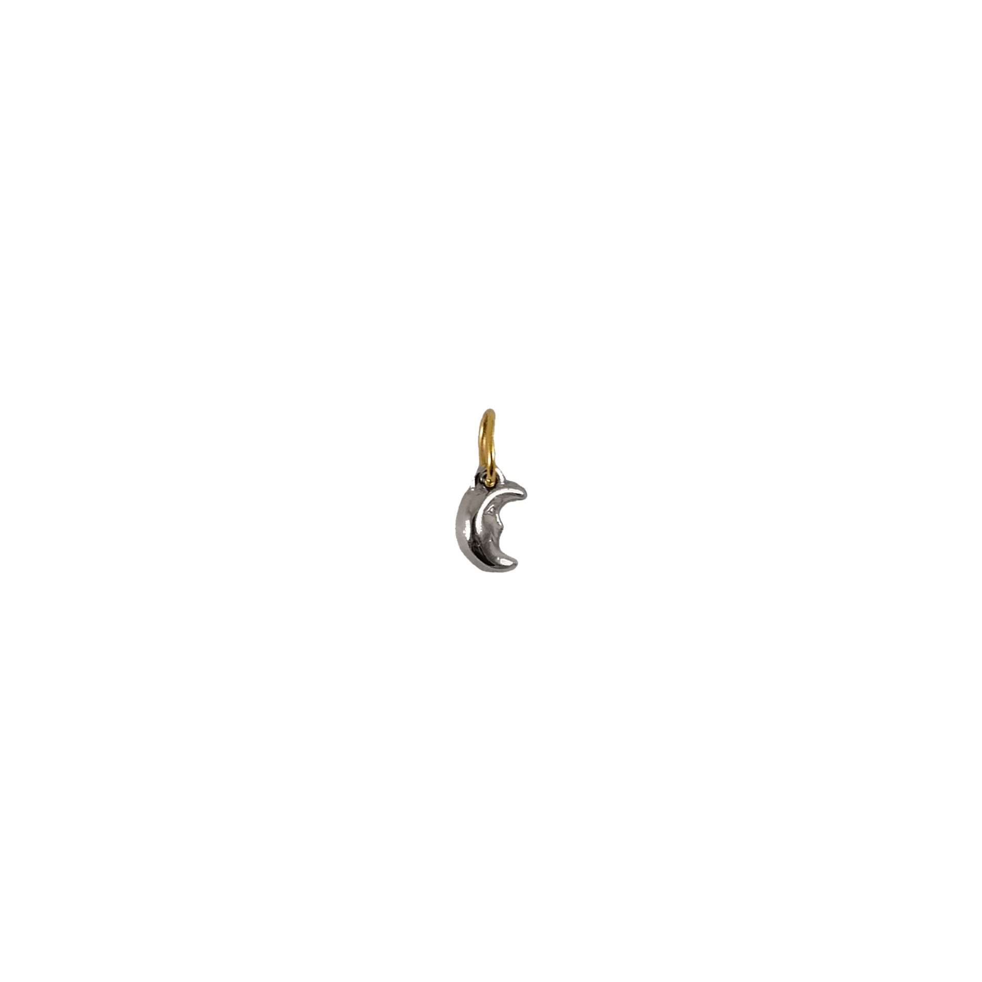 Dije de oro blanco italiano modelo luna inflada pequeña