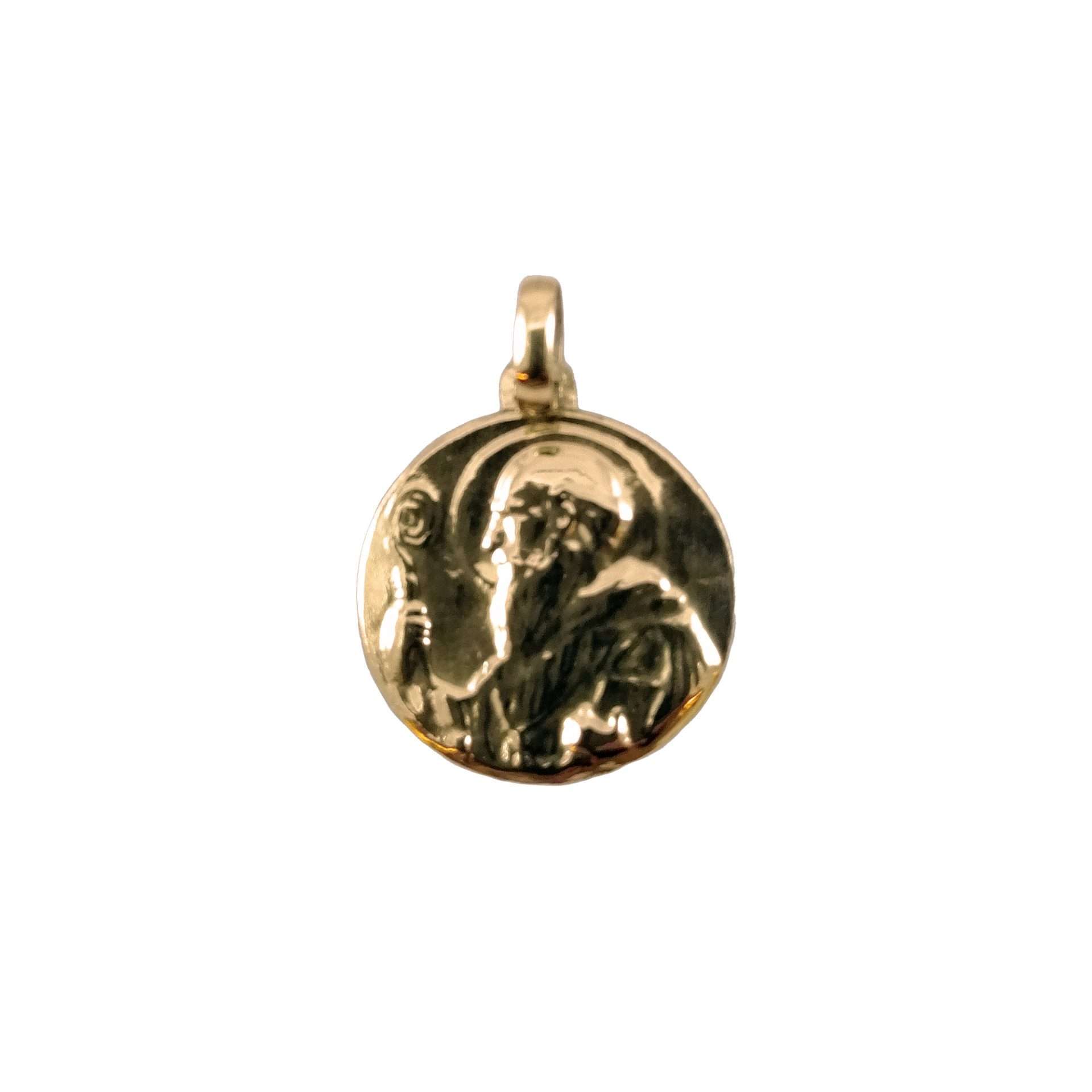 Medalla de oro amarillo con estampado de San Benito
