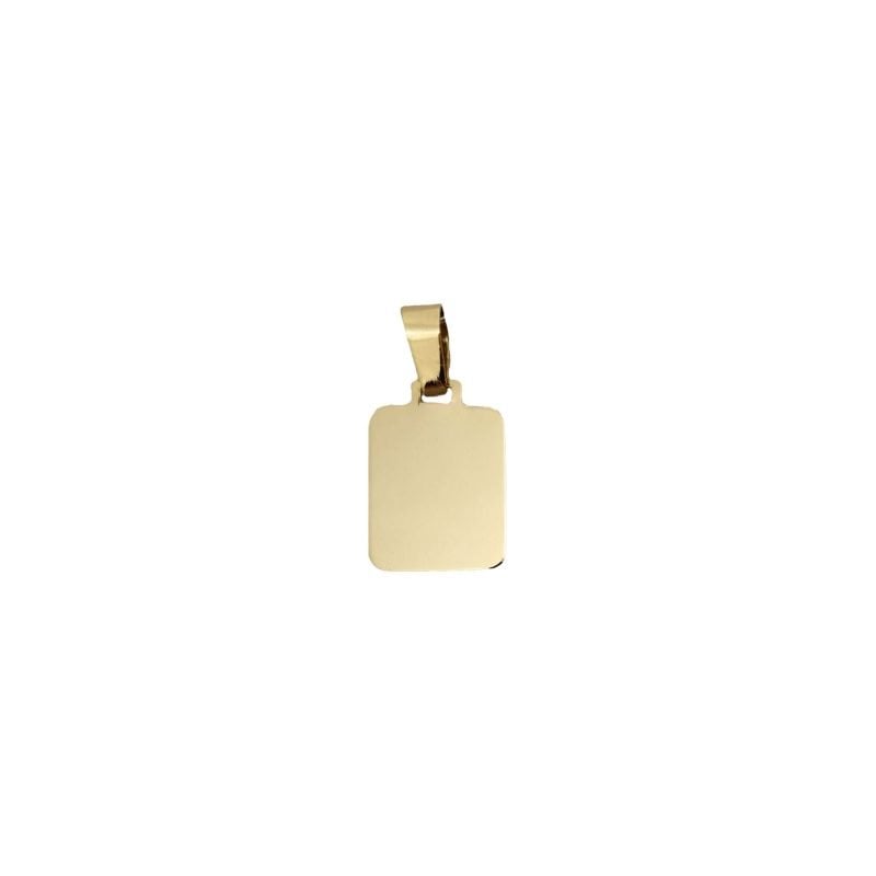 Medalla rectangular lisa de oro amarillo italiano brilloso