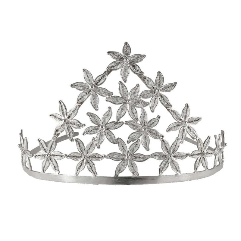 Corona en plata filigrana con detalles florales