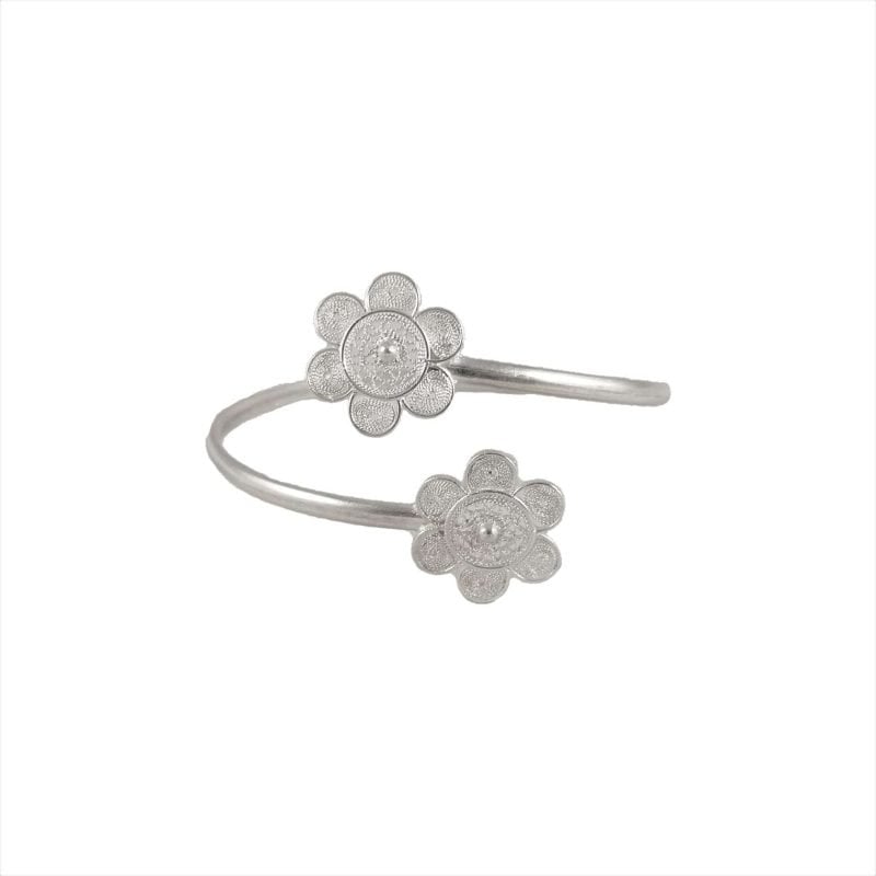 Esclava de plata filigrana con diseño de ñanduti