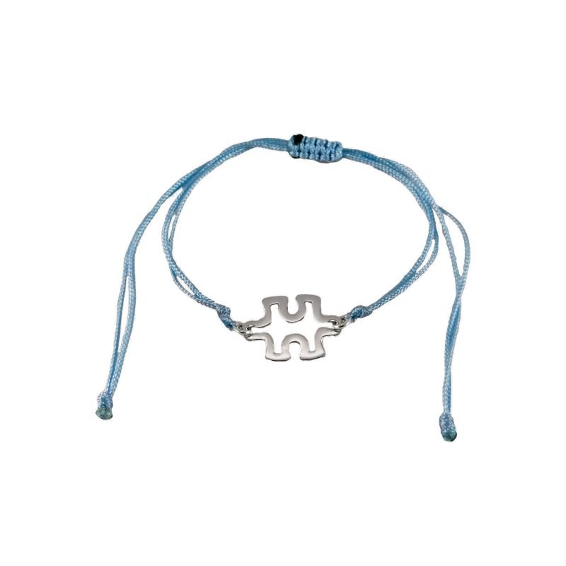 Pulsera de hilo con rompecabezas de plata
