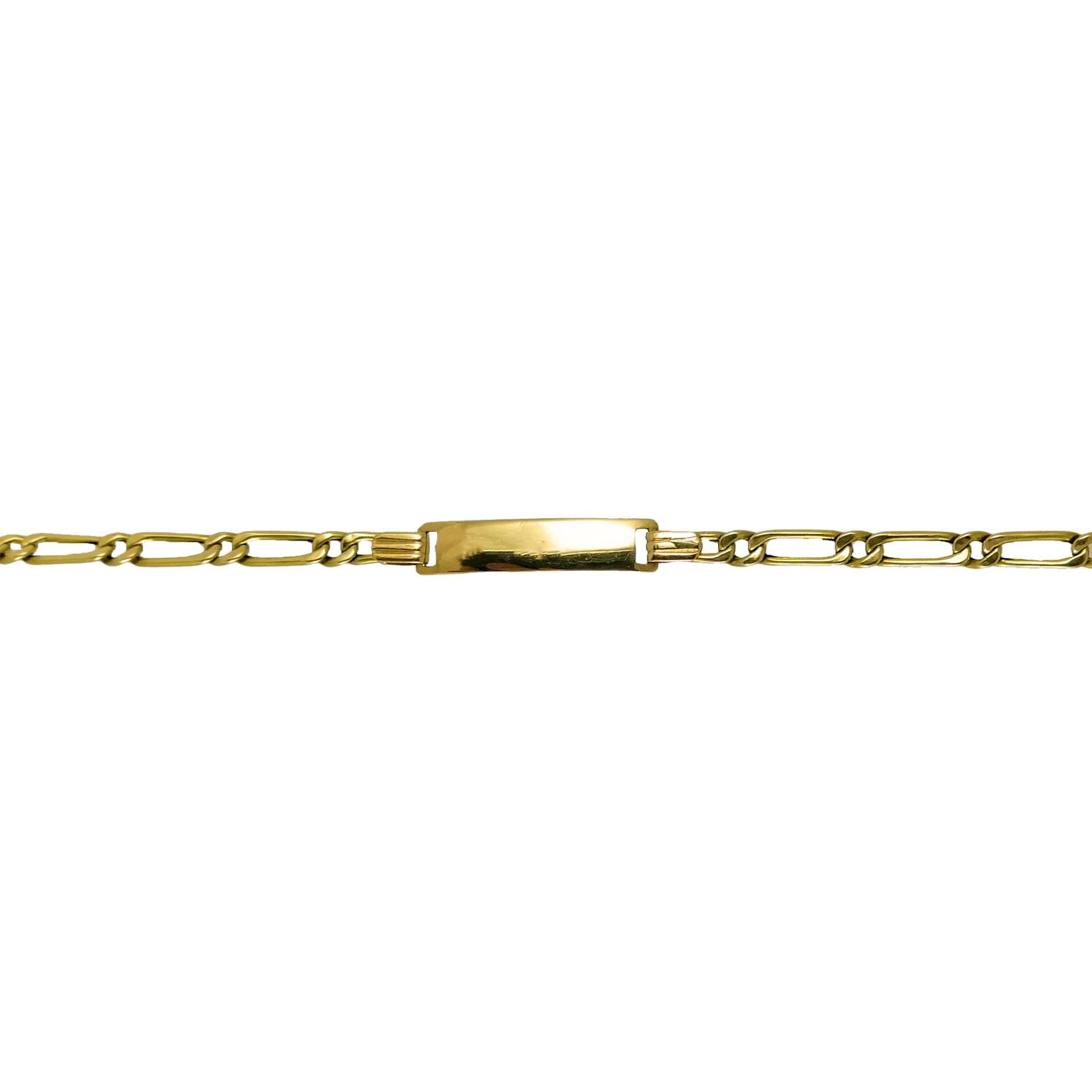 Pulsera de identidad de oro amarillo italiano modelo alterna barbada