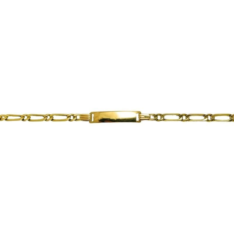 Pulsera de identidad de oro amarillo italiano modelo alterna barbada