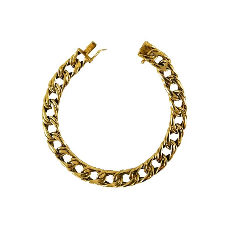 Pulsera de oro amarillo italiano modelo doble revés gruesa