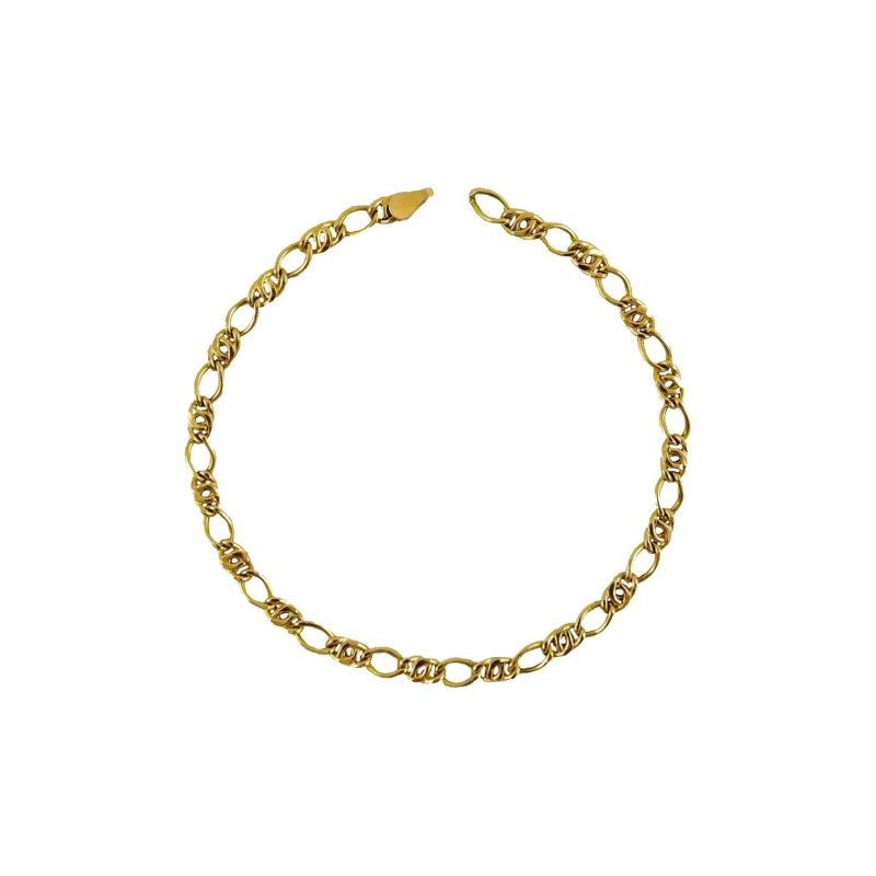 Pulsera de oro amarillo italiano modelo figaro pescadito grueso