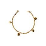 Pulsera de oro amarillo italiano modelo roló con corazones inflados