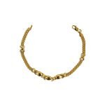 Pulsera de oro amarillo italiano semiesclava con diseños curvos