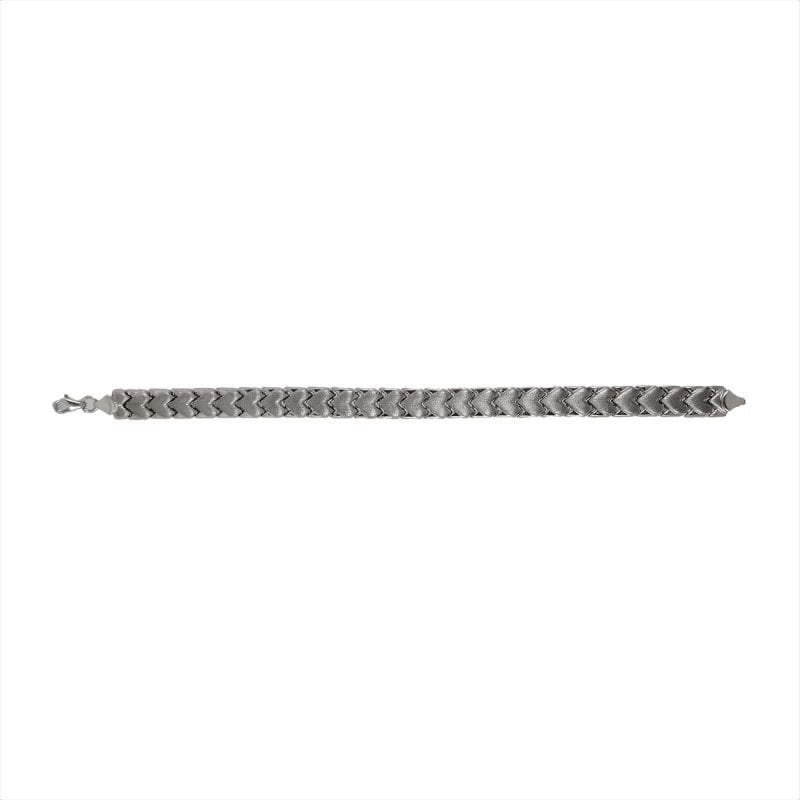 Pulsera de oro blanco italiano modelo semiesclava con corazones