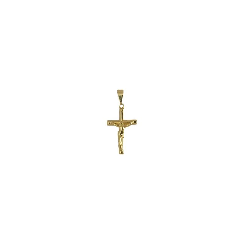 Dije de oro amarillo italiano modelo cruz con cristo crucificado
