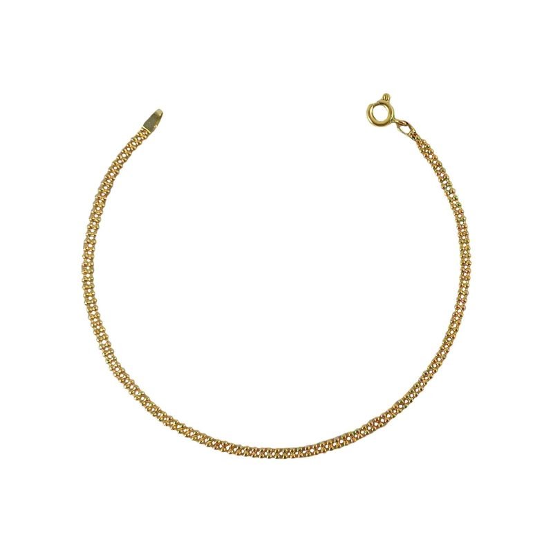 Pulsera de oro amarillo italiano modelo bolitas dobles