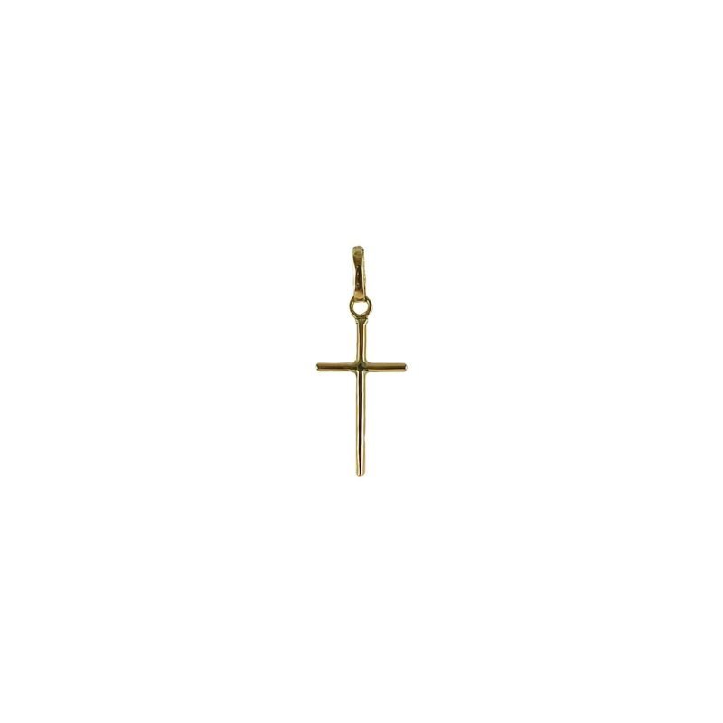 Dije de oro amarillo italiano modelo cruz simple mediana