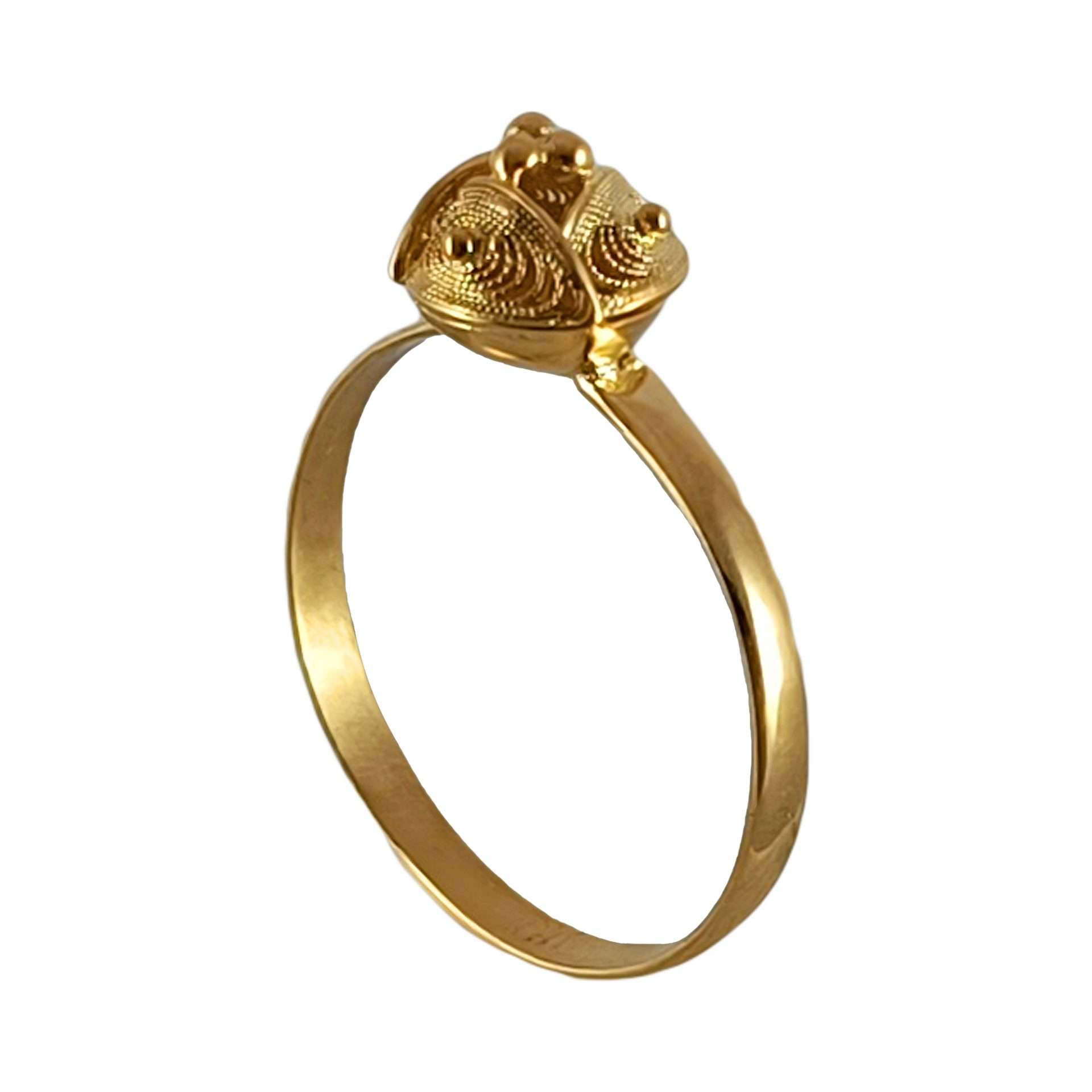 Anillo de oro amarillo filigrana modelo bolita pimpollo