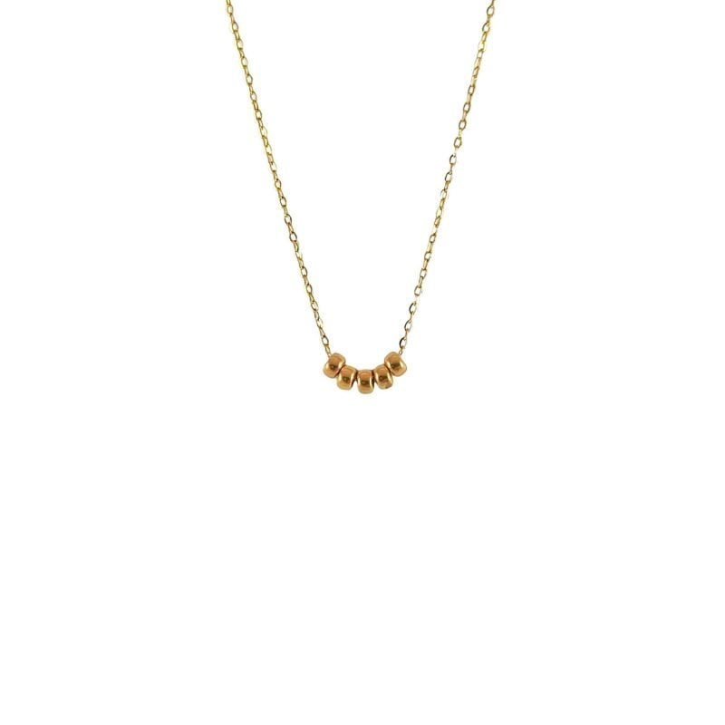 Cadena de oro amarillo italiano fina con cuentas redondas