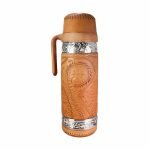 Termo para mate de cuero color natural con detalles en plata
