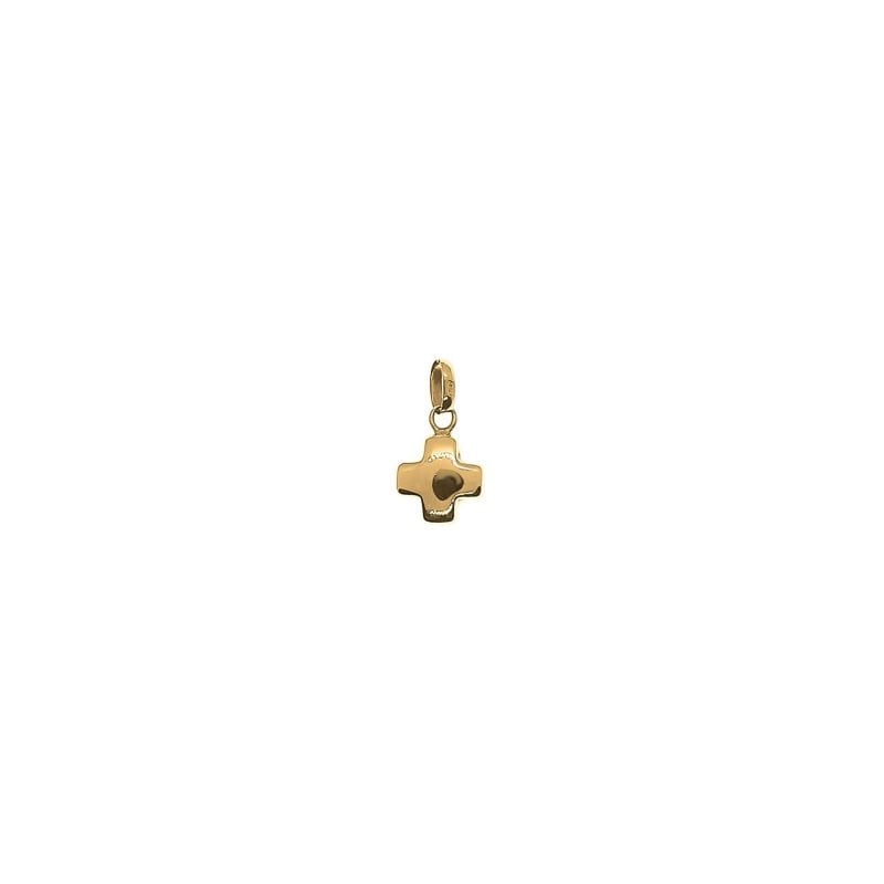 Dije de oro amarillo italiano con diseño de cruz inflada