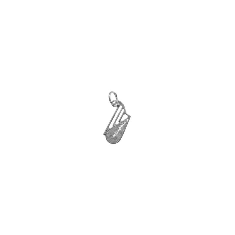 Dije de plata filigrana con diseño de arpa