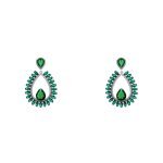 Par de aros colgantes de plata italiana con circones verdes y blancos