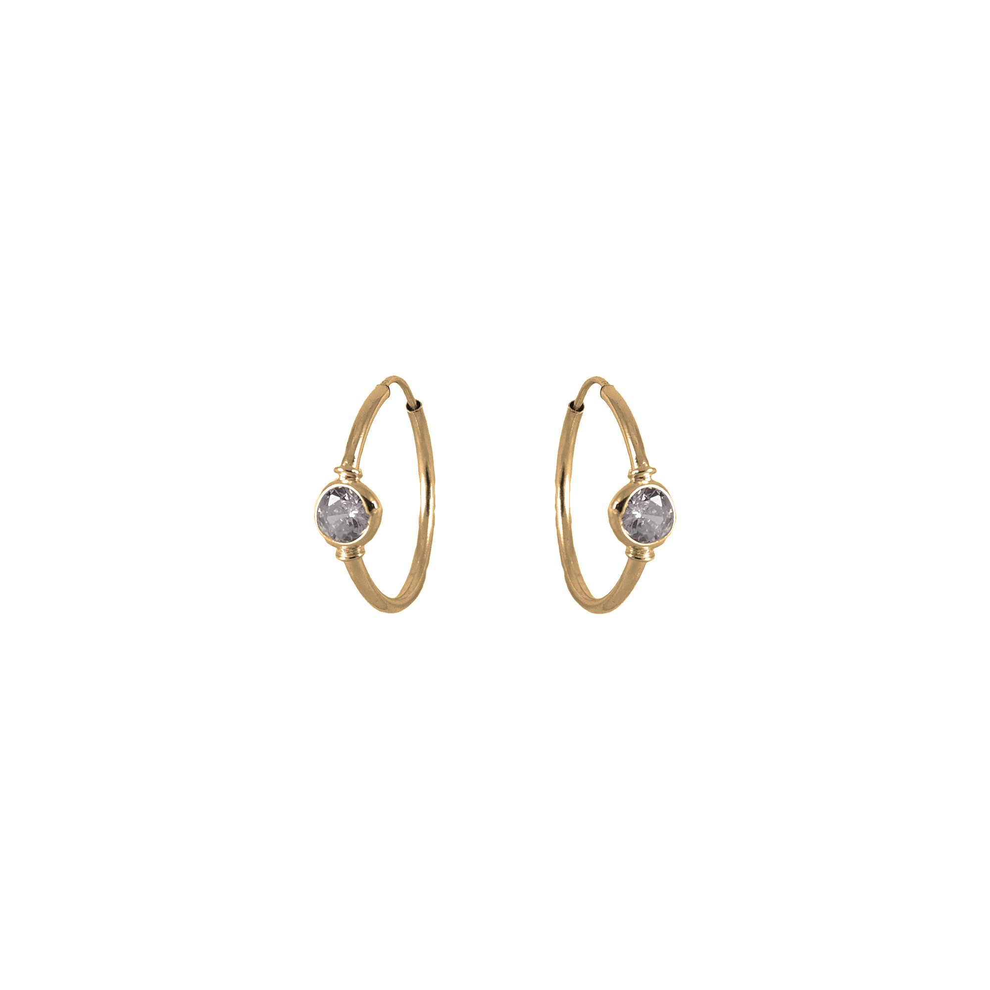 Aros de oro amarillo nacional modelo argolla intermedia con circón - #17