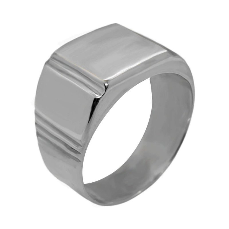 Anillo de plata nacional modelo carretón con sello cuadrado