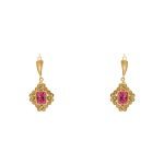 Aros de oro amarillo filigrana modelo modelo rombo con circón