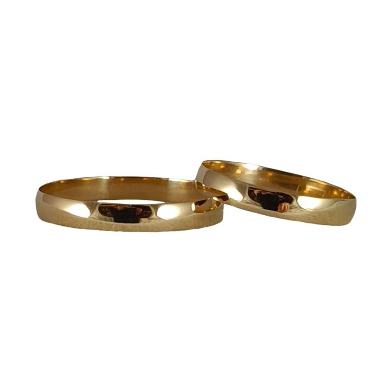 Par de alianzas de oro amarillo clásico media caña 3mm