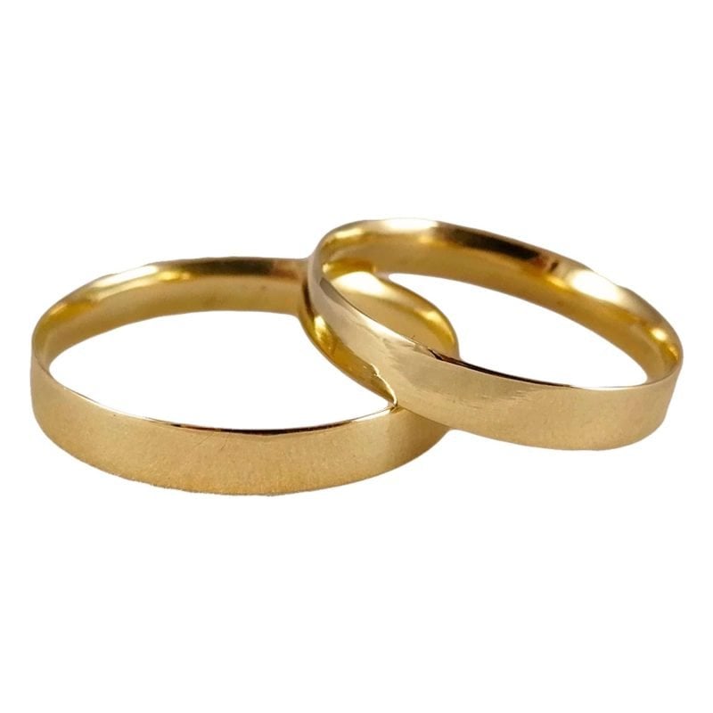 Par de alianzas de oro amarillo modelo cinta 3mm