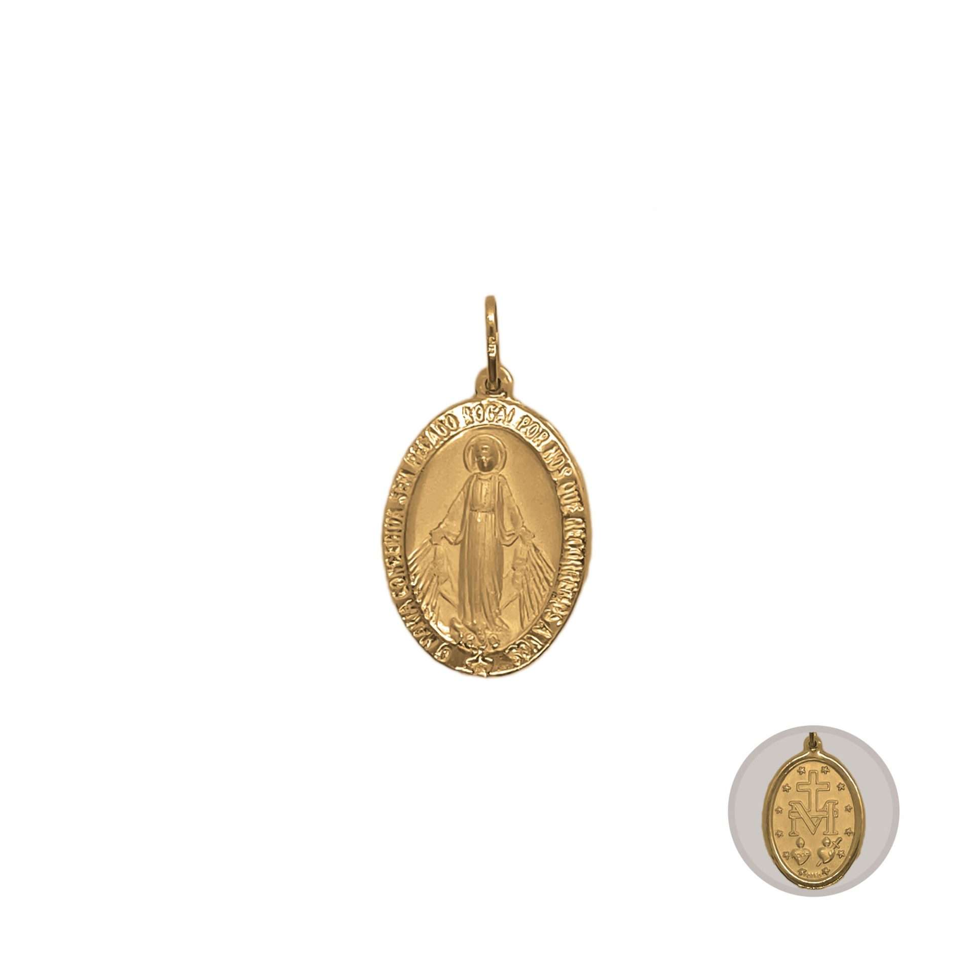 Medalla Milagrosa en oro amarillo italiano doble faz