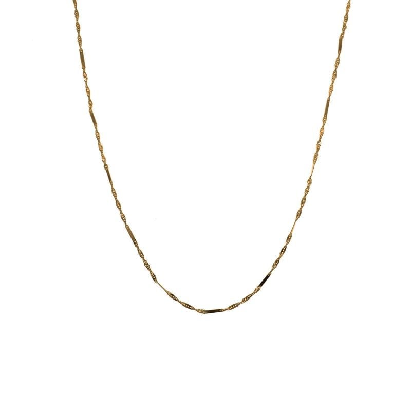 Cadena de oro amarillo italiano modelo singapur con planchitas intercaladas