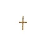 Dije de oro amarillo italiano diseño cruz con detalles y Cristo