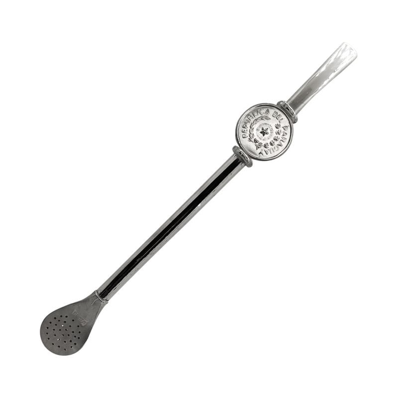 Bombilla de plata nacional con escudo estampado