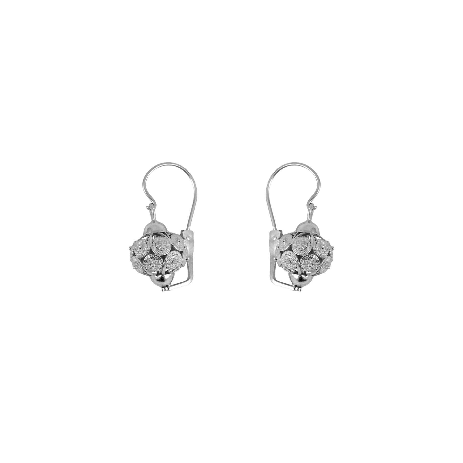 Aros de plata filigrana modelo barrilito mediano