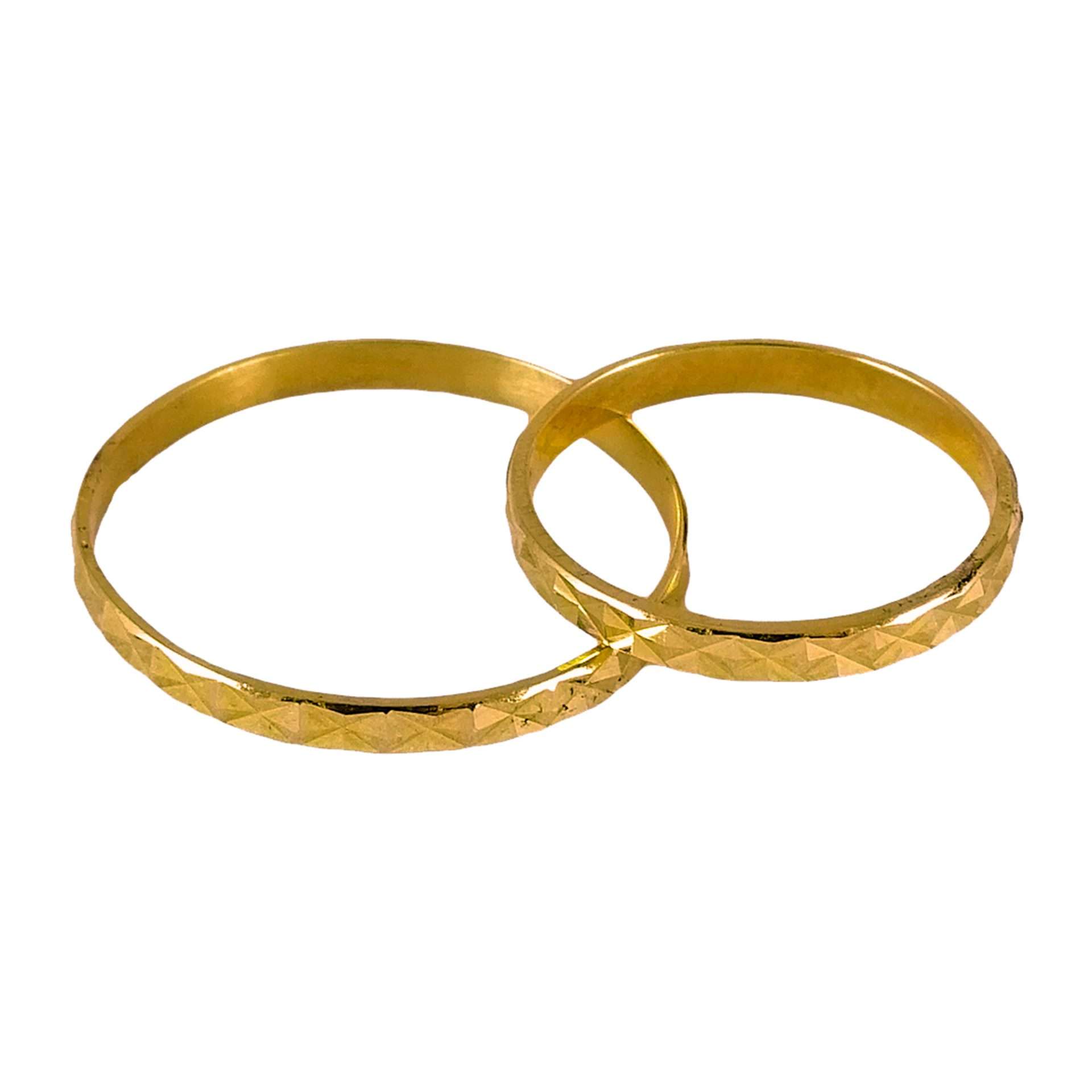 Par de alianzas de oro amarillo modelo italiano con detalles