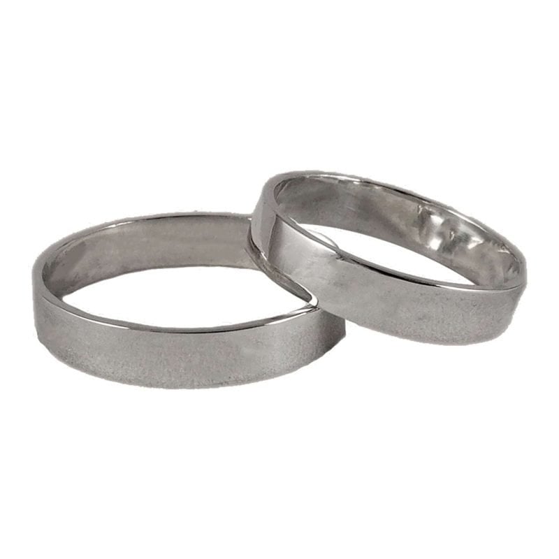 Par de alianzas de plata nacional modelo cinta 5mm