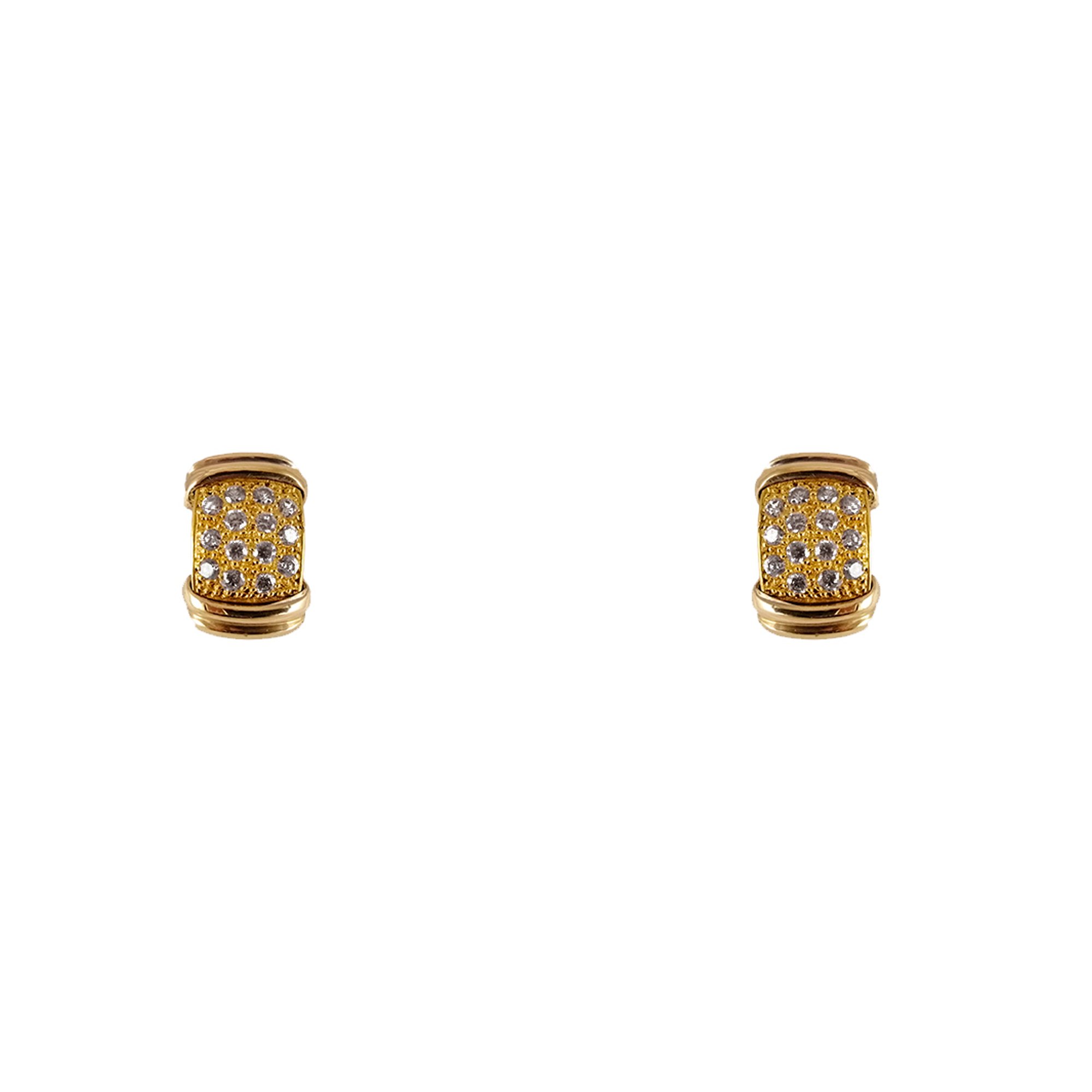Aros de oro amarillo italiano modelo clip a presión con circones