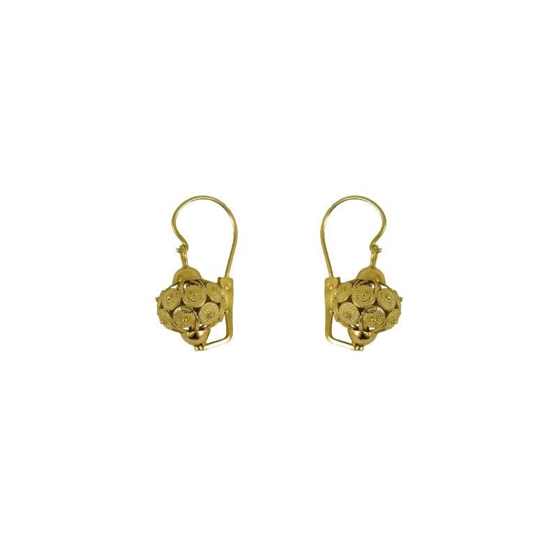 Aros en oro amarillo filigrana modelo cantarito clásico grande