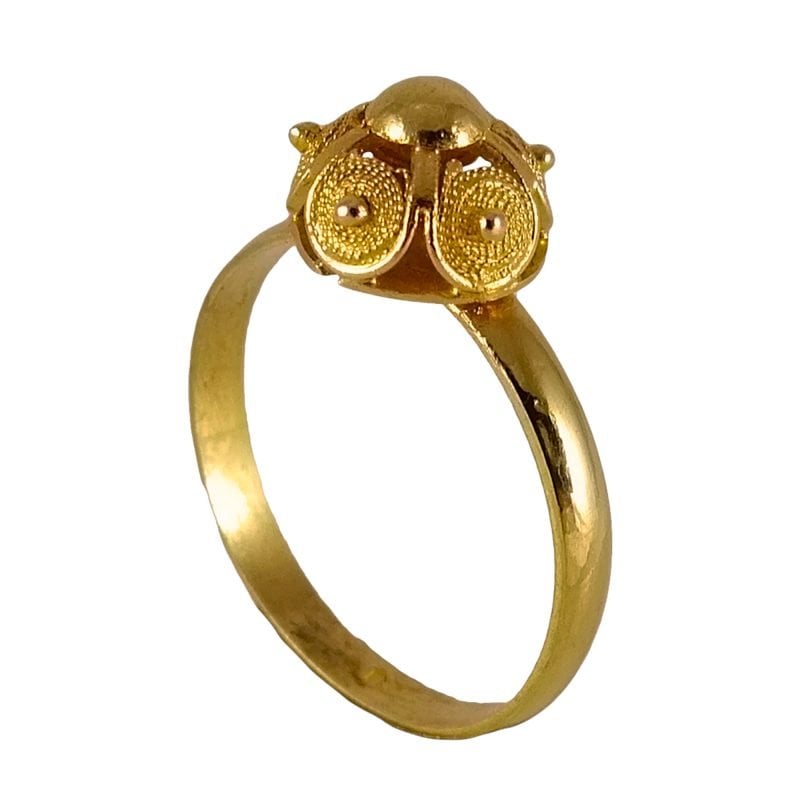 Anillo de oro amarillo filigrana modelo bolita simple